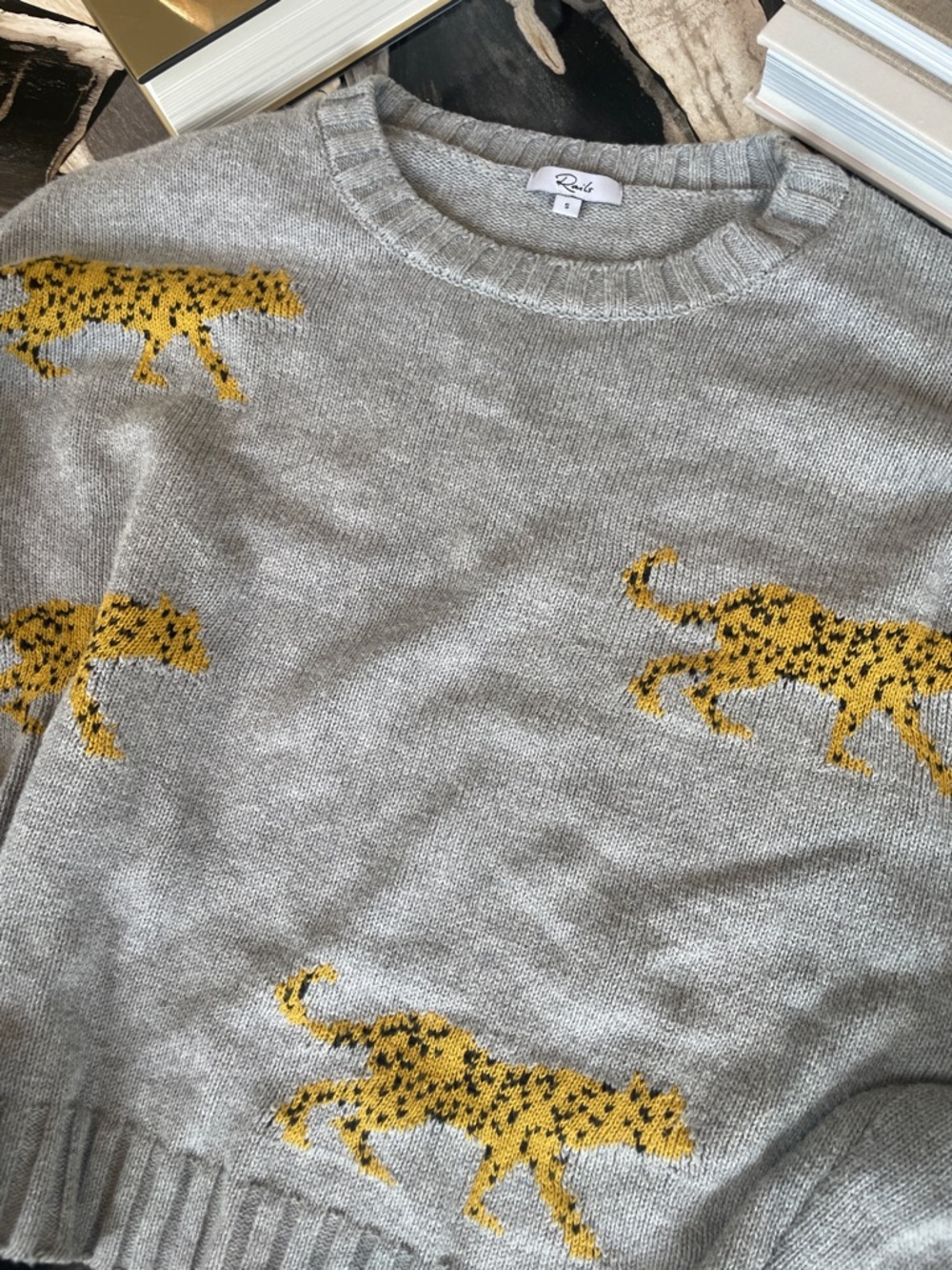 Rails Perci Grey Jungle Cat Crewneck Sweater